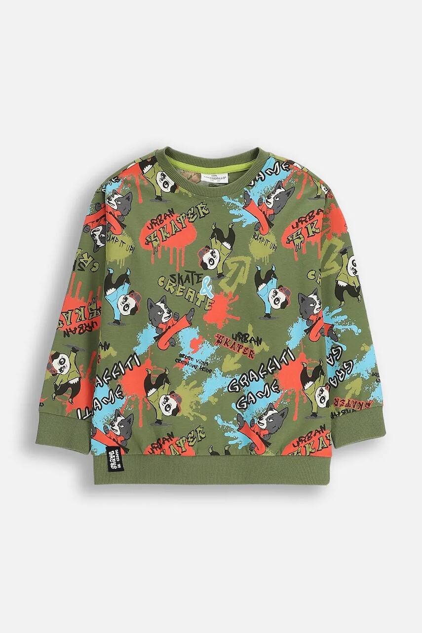 Mikina Coccodrillo zelená farba, vzorovaná, SPORTS BOY KIDS