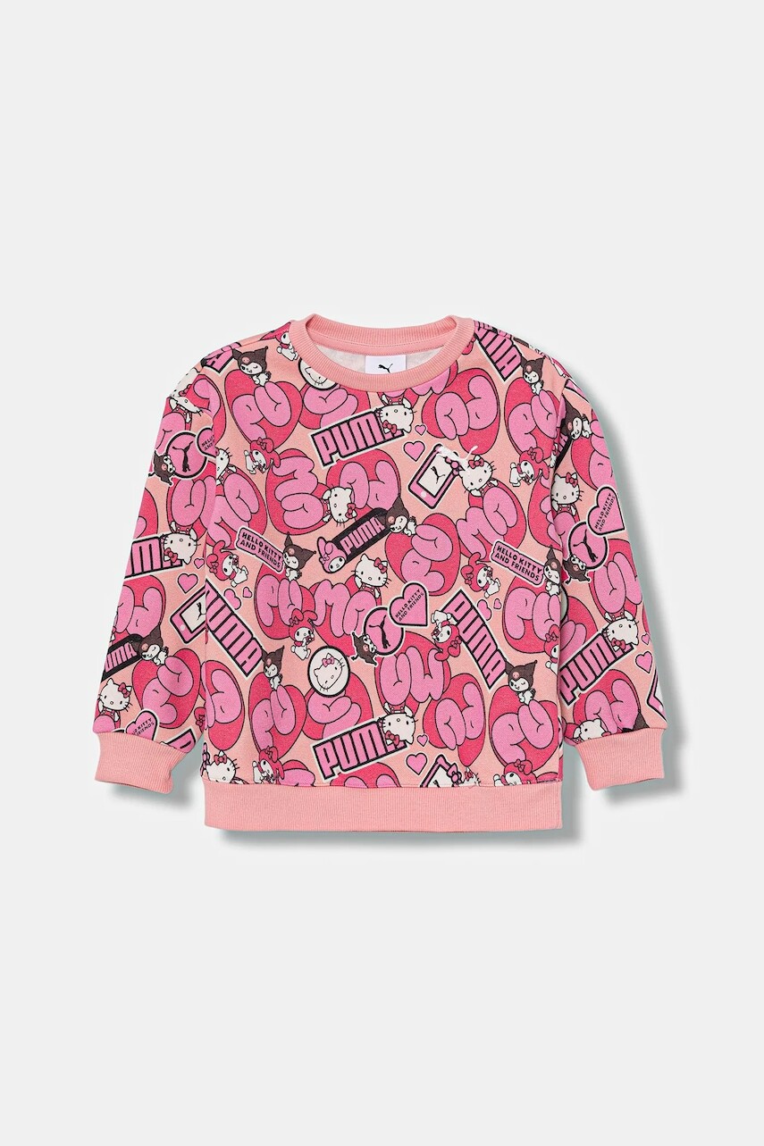 Detská mikina Puma PUMA X HELLO KITTY & FRIENDS Relaxed AOP Crew FL ružová farba, 632392