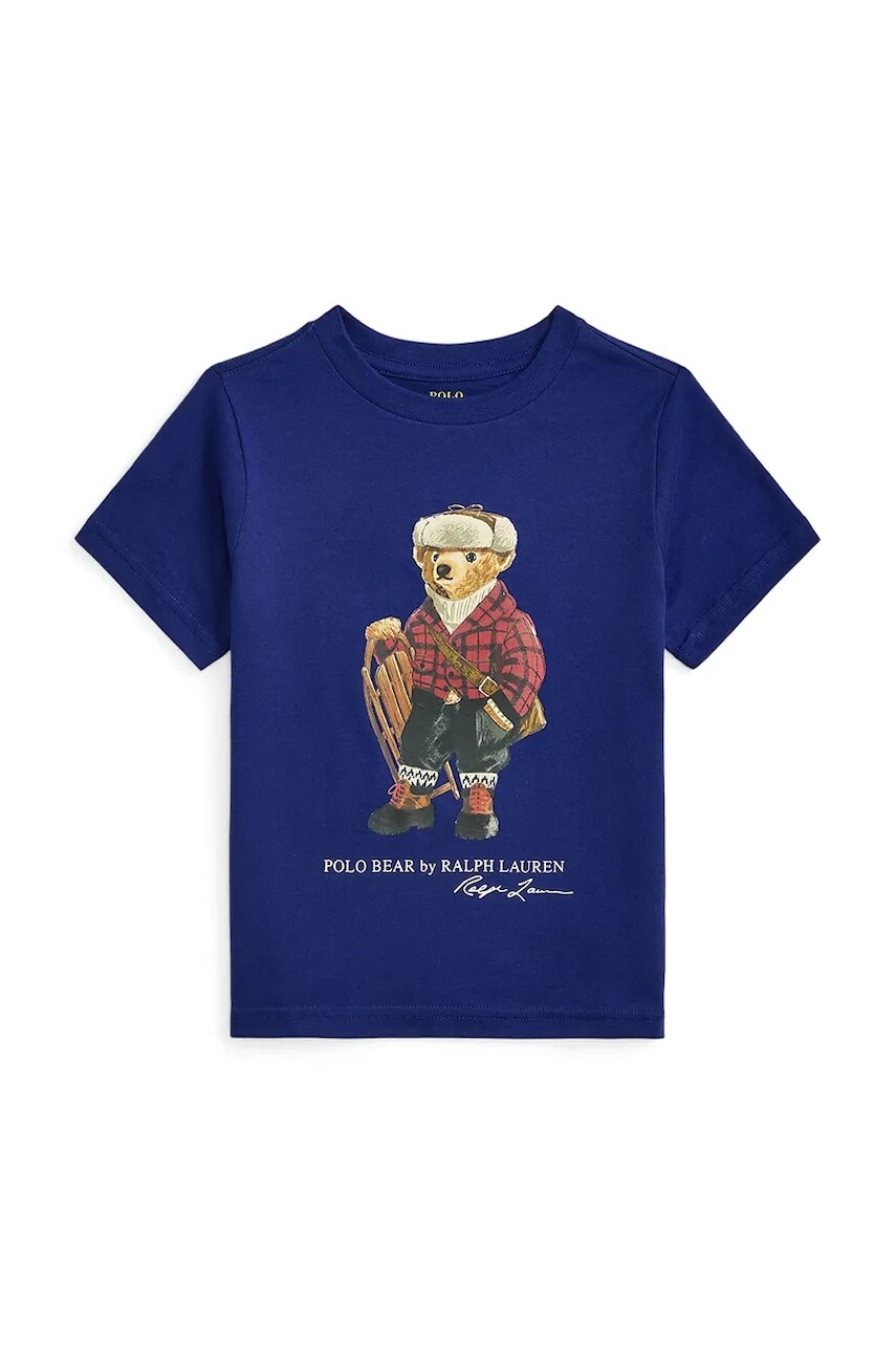 Detské bavlnené tričko Polo Ralph Lauren fialová farba, s potlačou, 322981260001