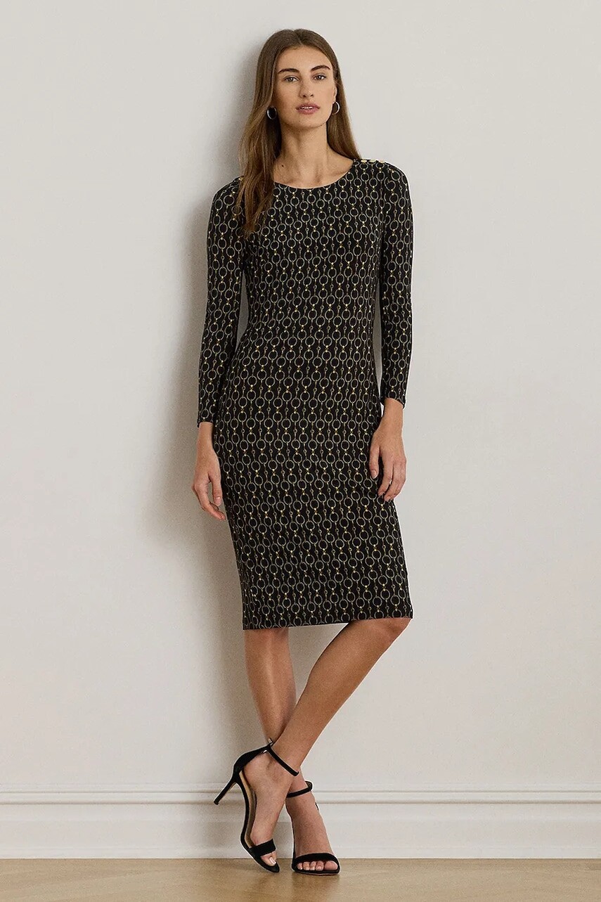 Šaty Lauren Ralph Lauren čierna farba, mini, priliehavé, 200980037