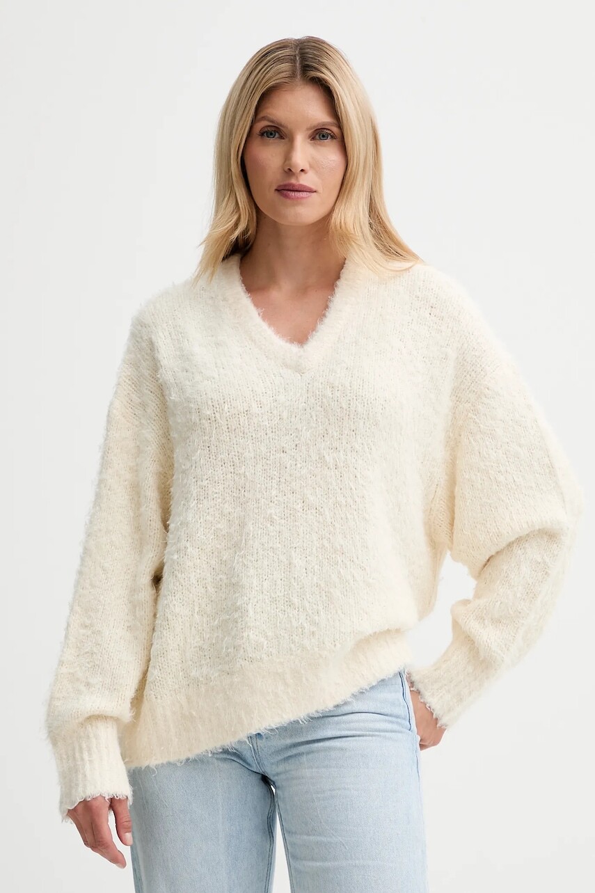 Hodvábny sveter Filippa K béžová farba, 31857