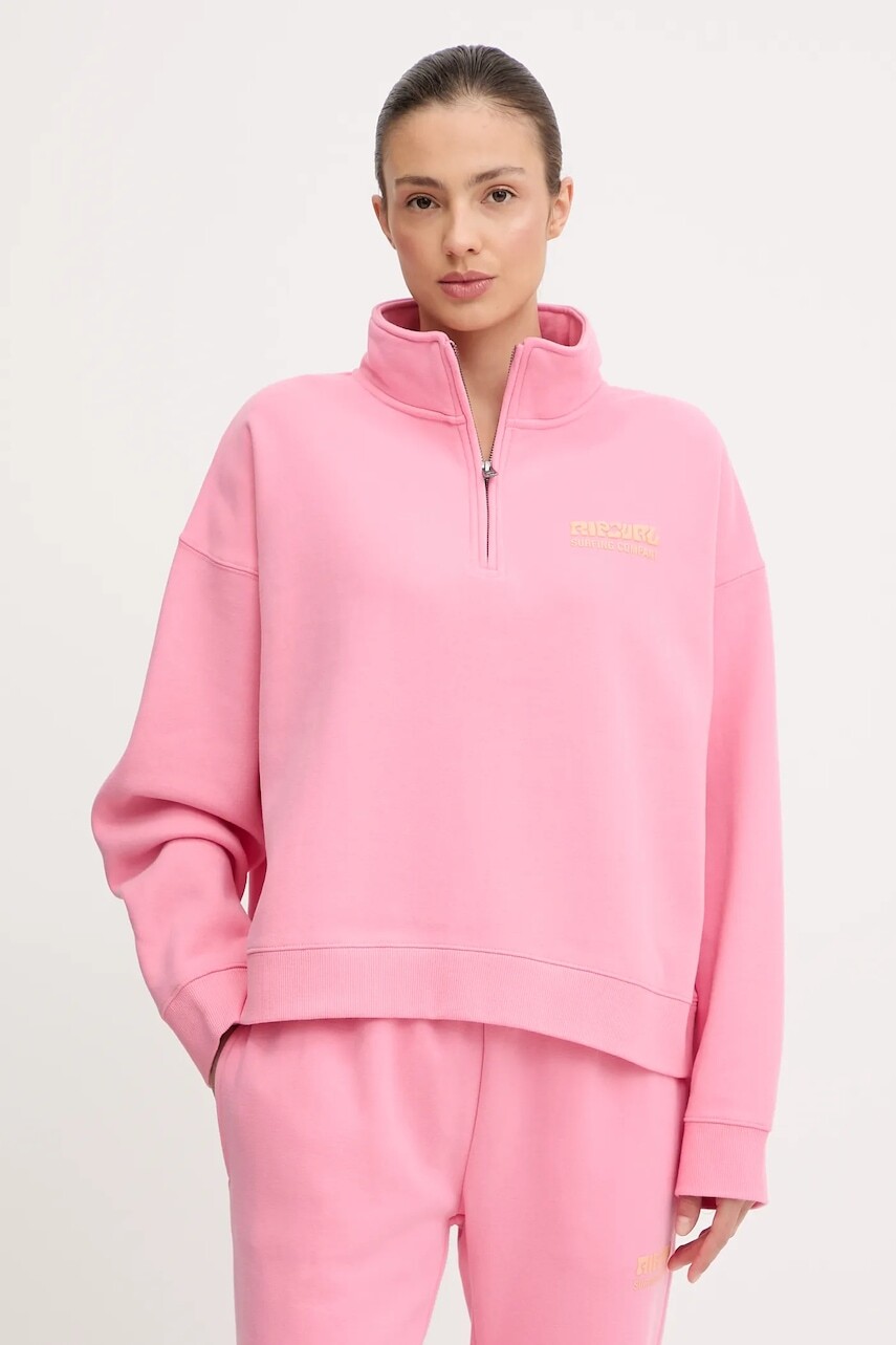 Mikina Rip Curl SURF PUFF ružová farba, s potlačou, 07WWFL