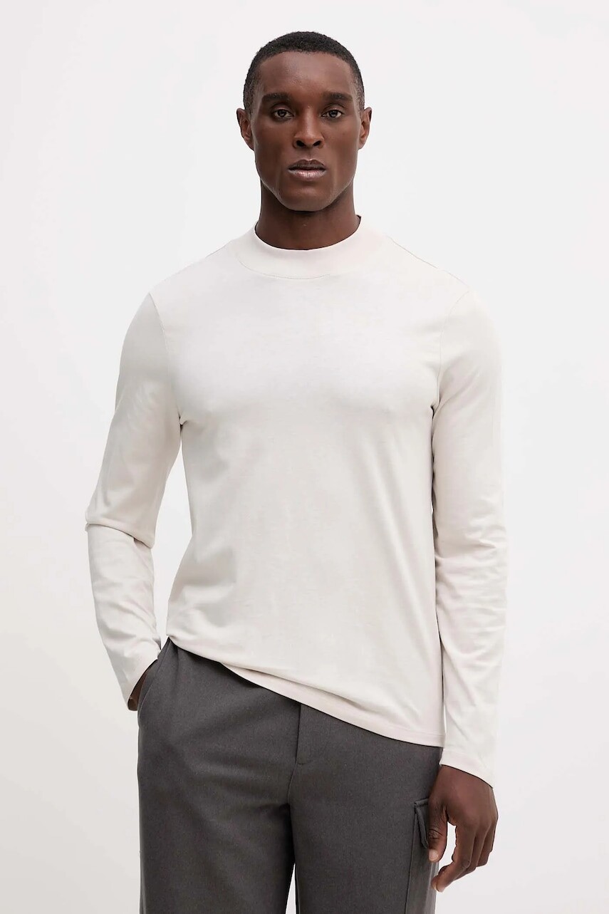 Bavlnené tričko s dlhým rukávom Armani Exchange béžová farba, jednofarebná, XM001427 AF10362