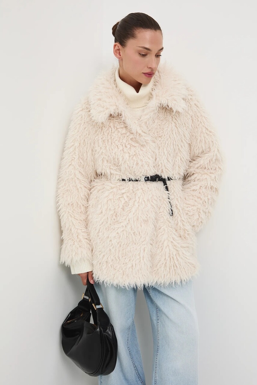 Bunda Medicine béžová farba, prechodná, oversize