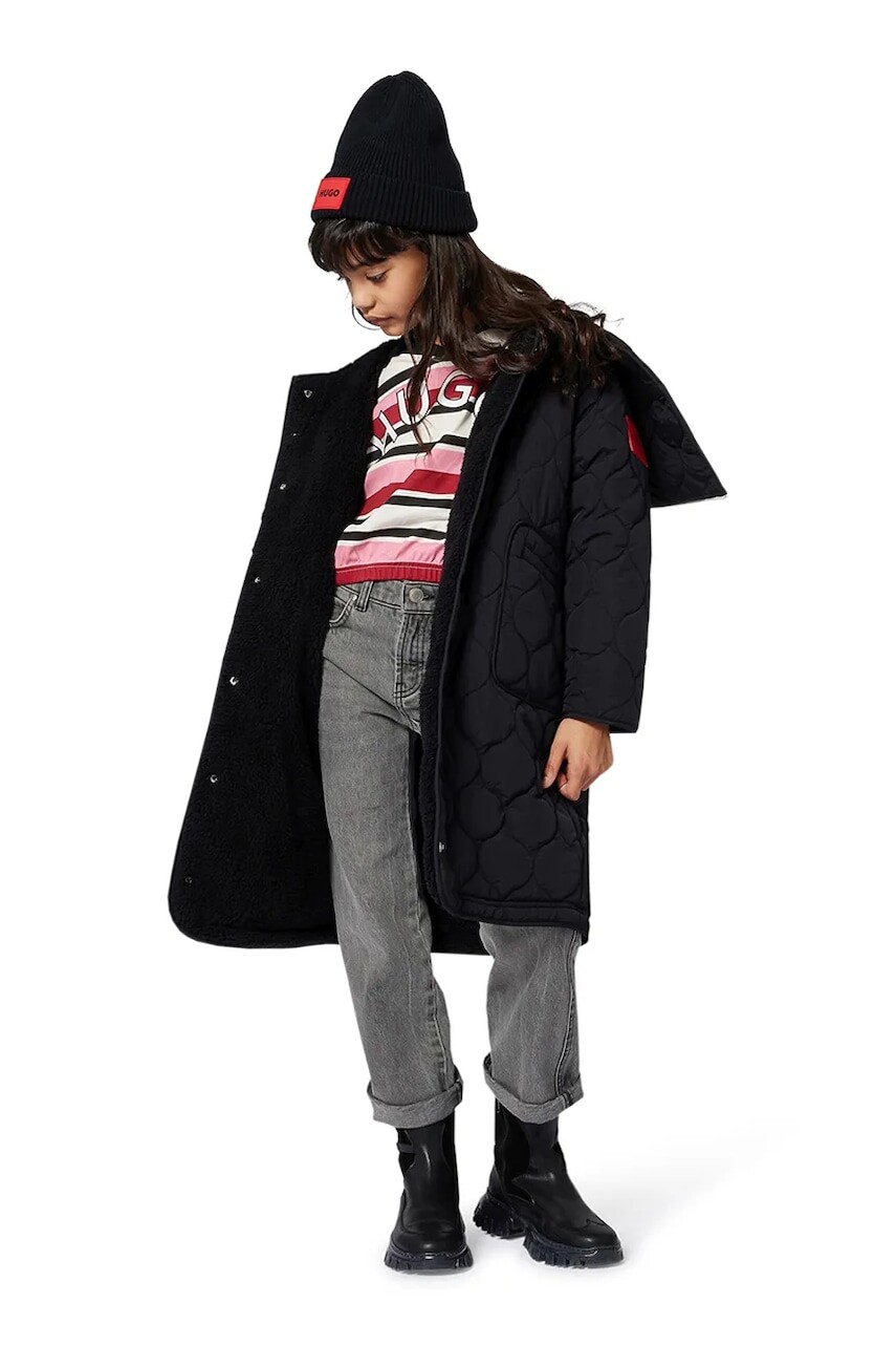 Detská bunda HUGO čierna farba, G00526