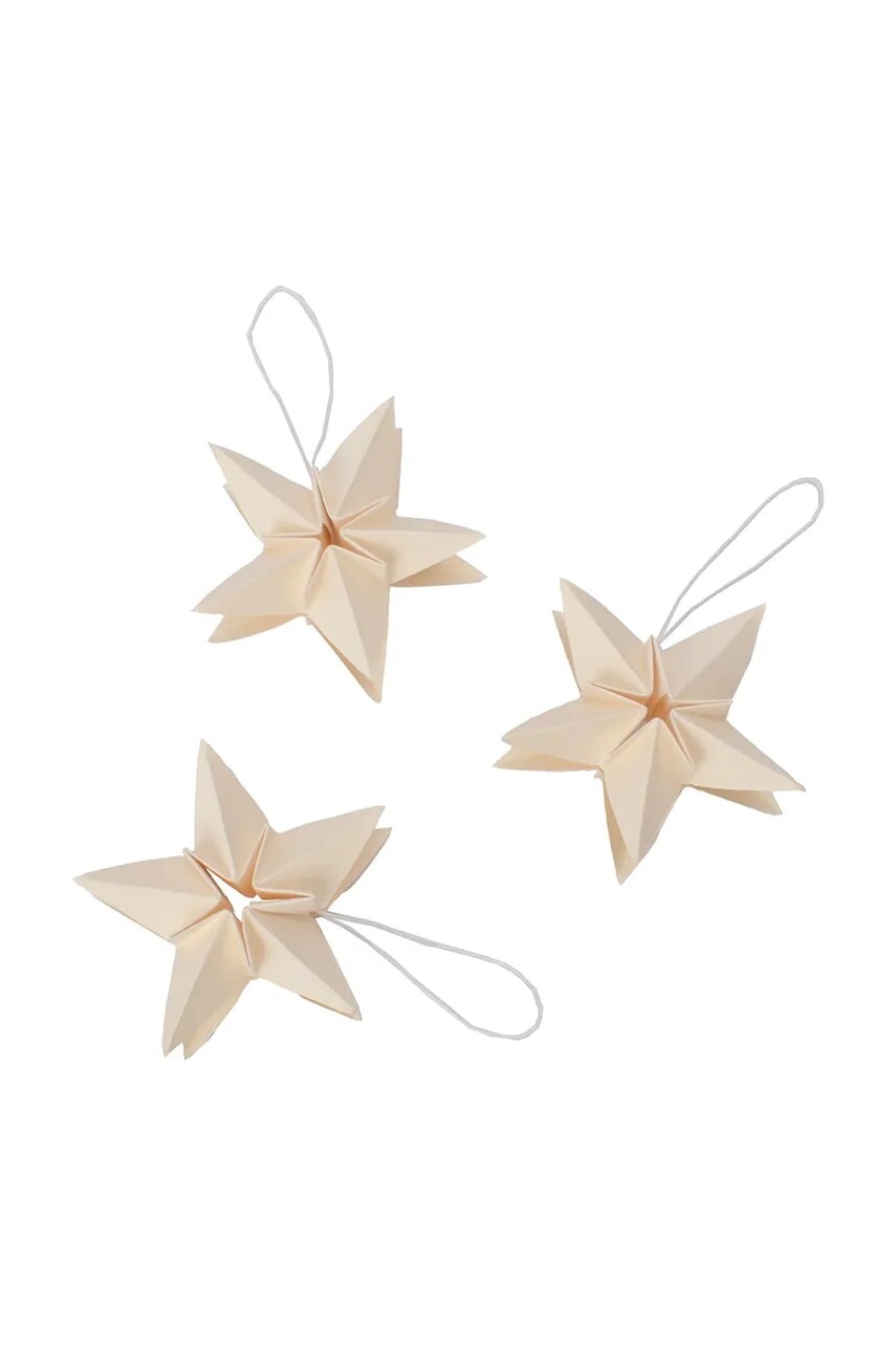 Vianočná ozdoba ferm LIVING Amanda 6 x 2,5 cm 3-pak biela farba