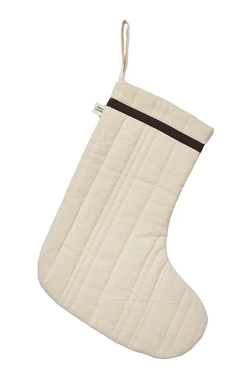 Vianočná ponožka ferm LIVING Vari Quilted 33 x 40 cm béžová farba