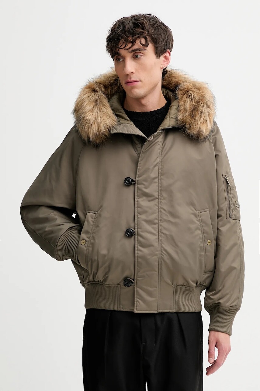 Bunda HUGO zelená farba, zimná, 50546230