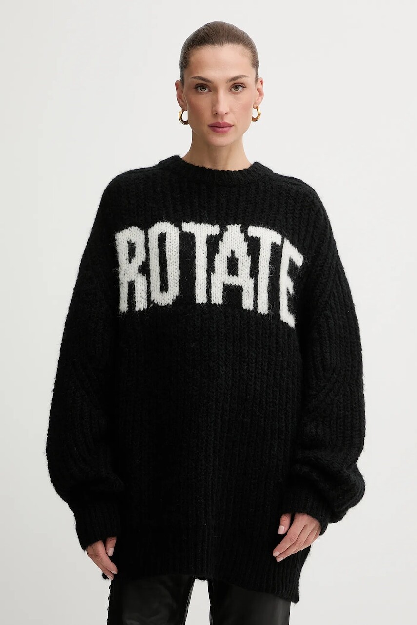 Sveter s prímesou vlny Rotate čierna farba, hrejivý, 114910100