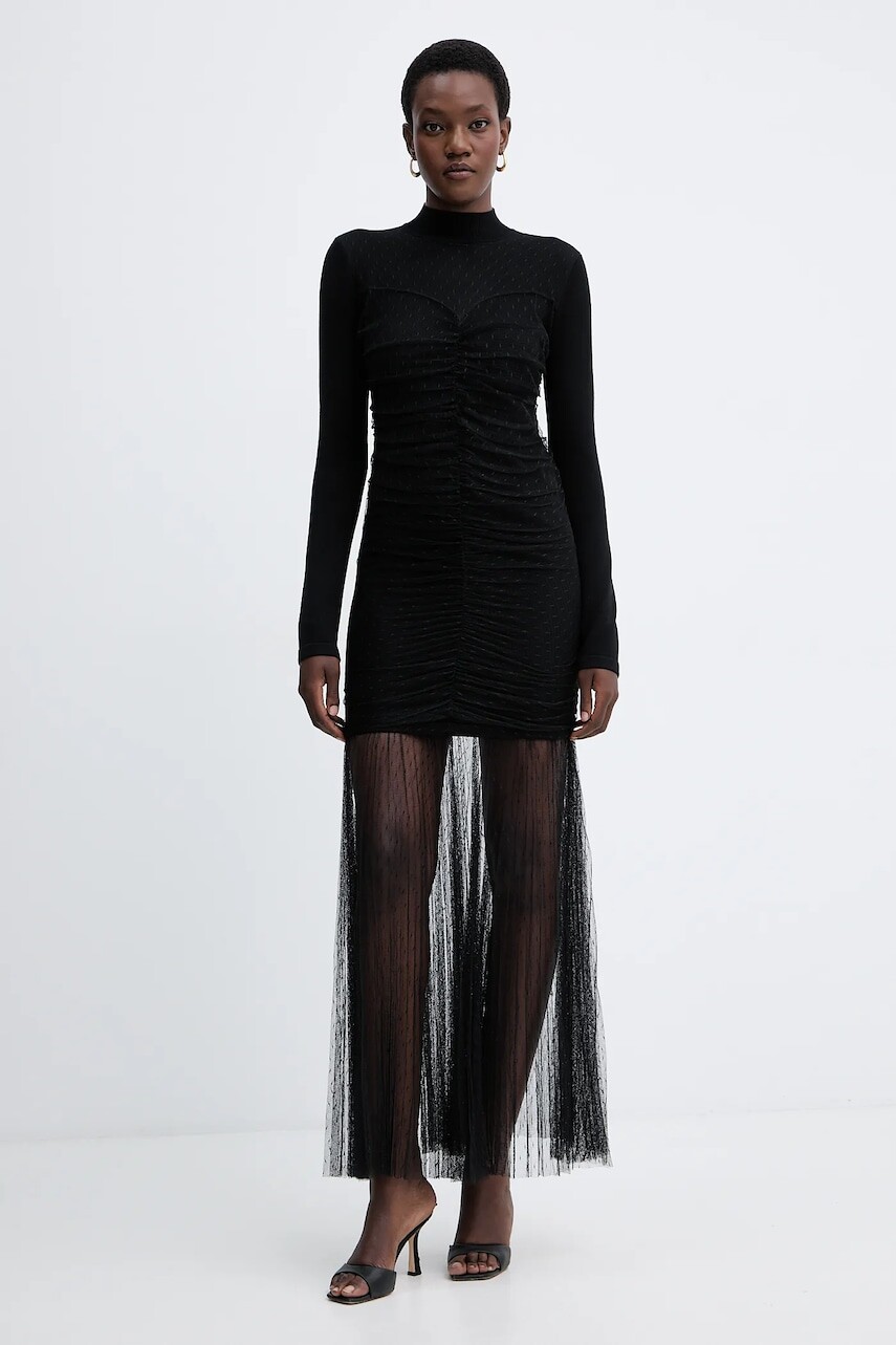 Šaty Twinset čierna farba, maxi, áčkový strih, 252TT3262