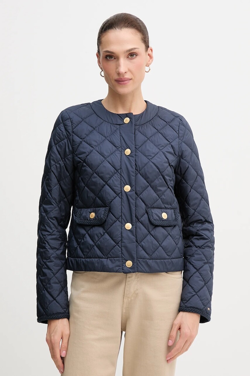 Páperová bunda Tommy Hilfiger tmavomodrá farba, prechodná, WW0WW47449