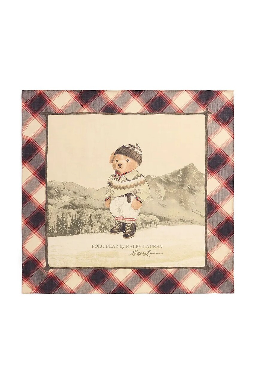 Vlnená šatka Polo Ralph Lauren béžová farba, vzorovaná, 455P04665