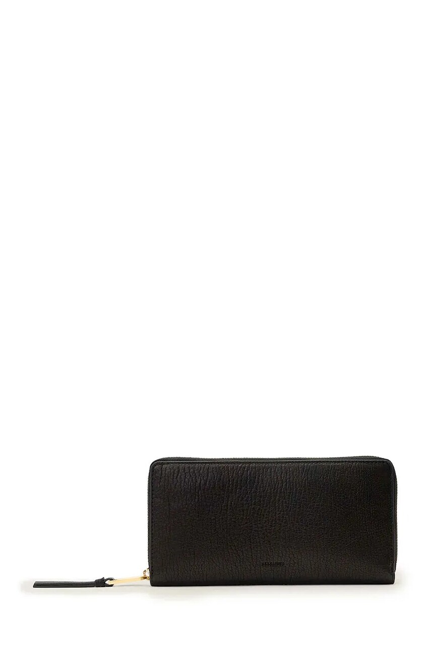 Kožená peňaženka AllSaints TRAVEL čierna farba, W277XD