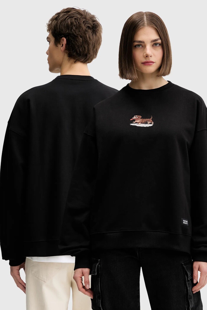 Bavlnená mikina Kaotiko čierna farba, s nášivkou, AR051-01-G002