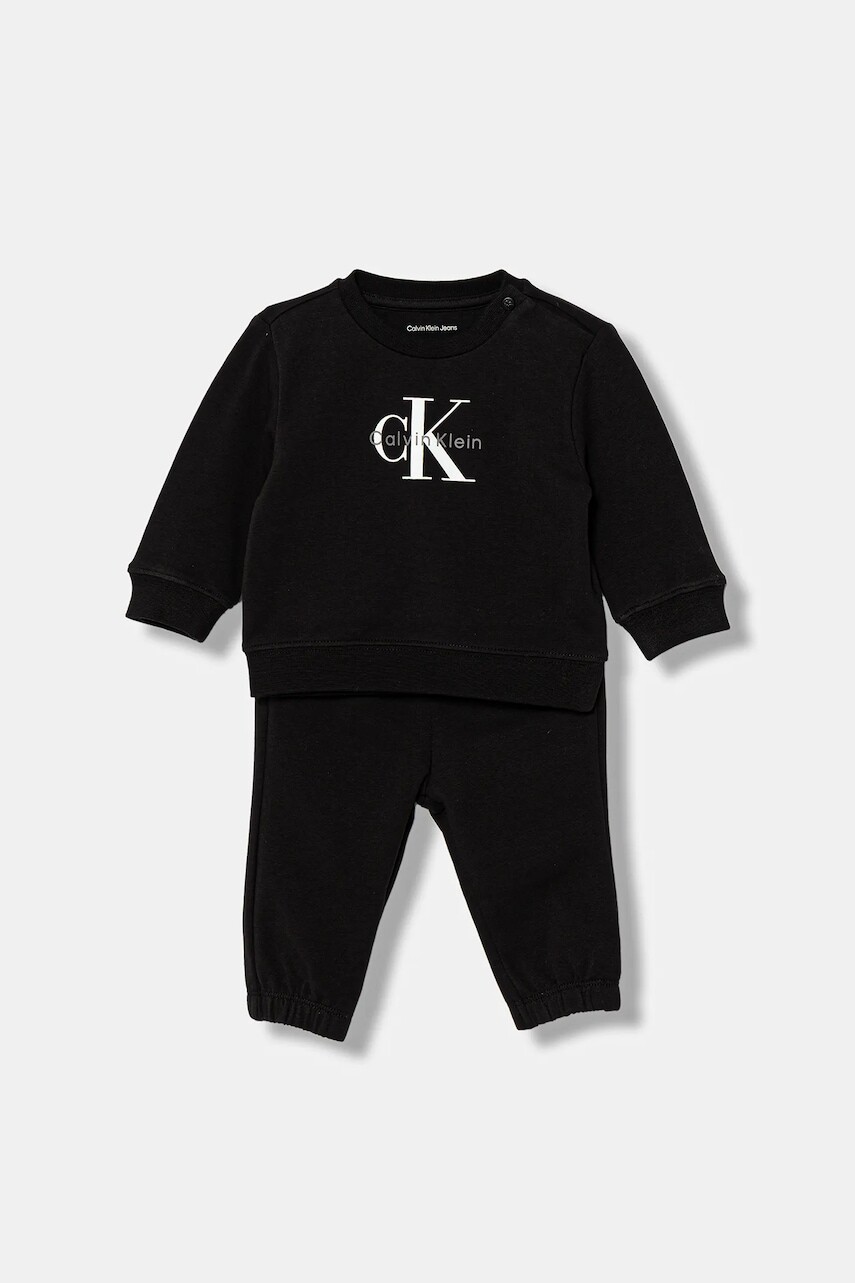 Detská tepláková súprava Calvin Klein Jeans čierna farba, IN0IN00353