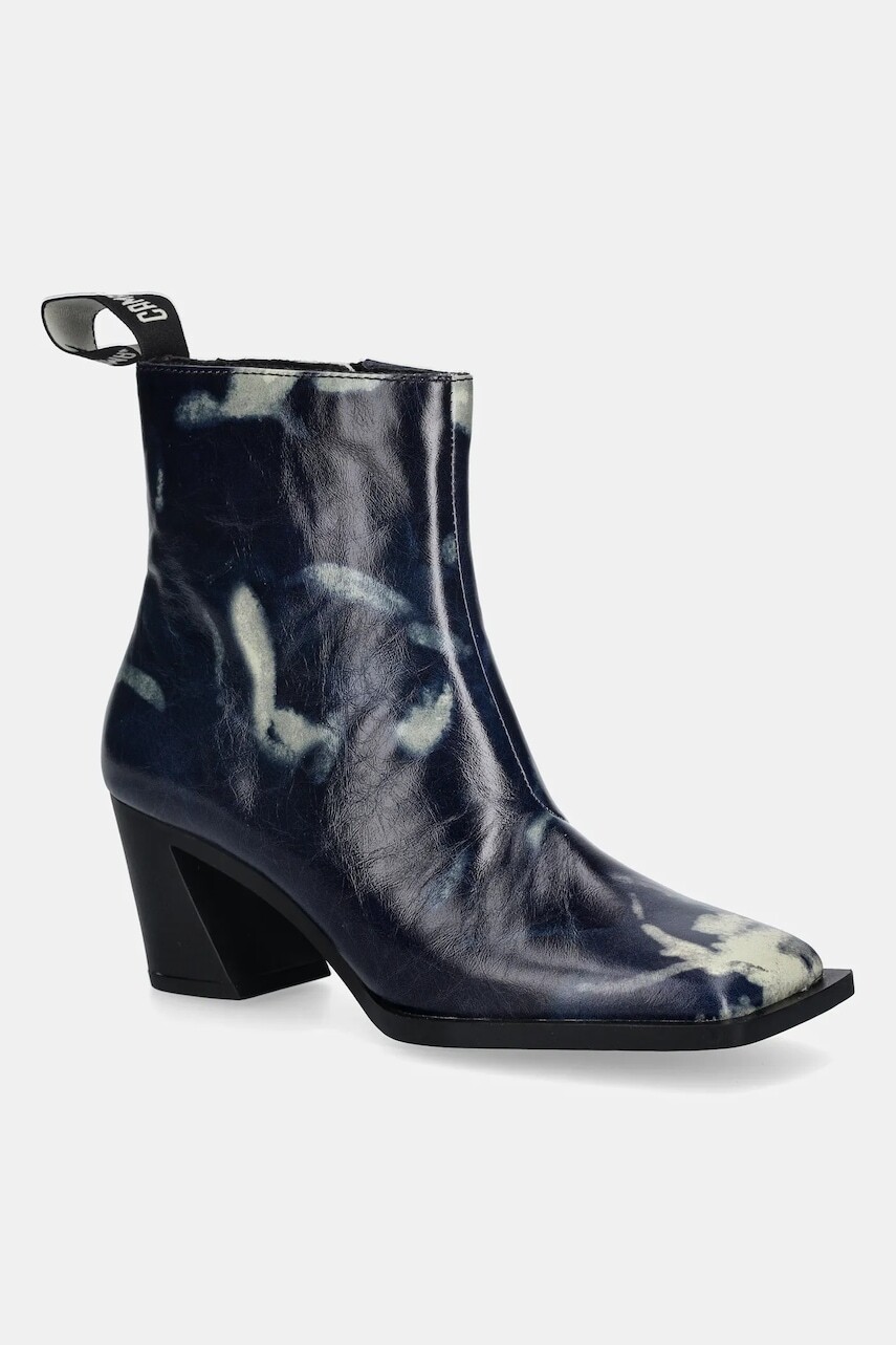 Kožené členkové topánky Camper Karole modrá farba, na podpätku, K400831-001