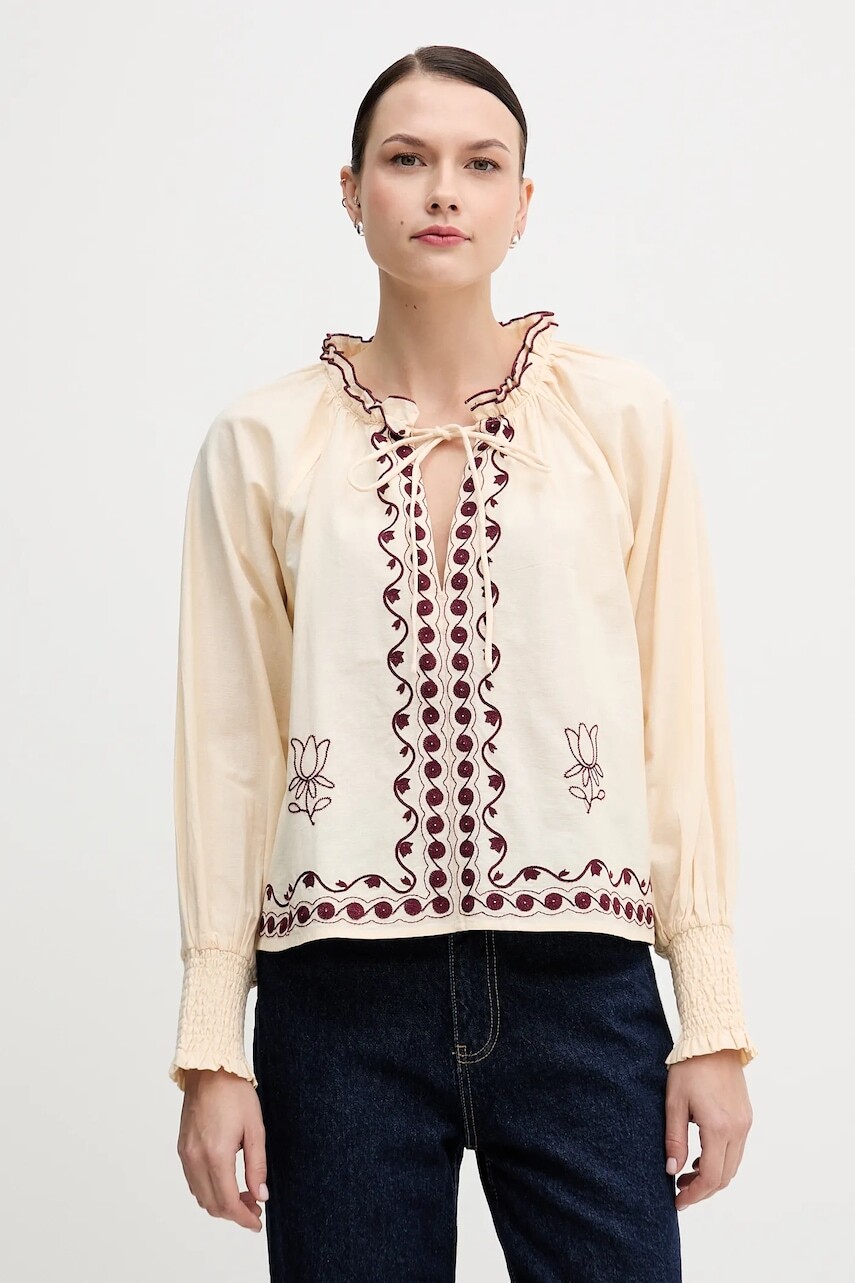 Blúzka Hoss Intropia béžová farba, s nášivkou, 6282695