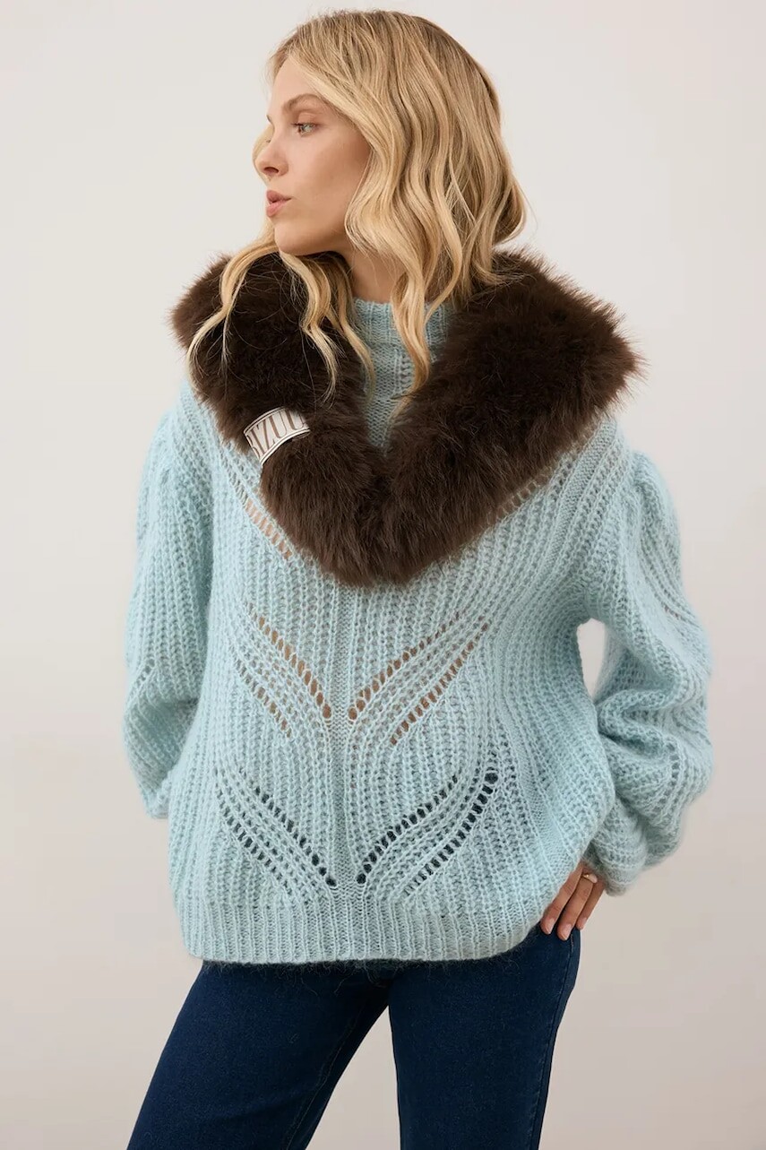 Šál Bizuu FLOOFU hnedá farba, jednofarebný, FLOOFU BRĄZOWY