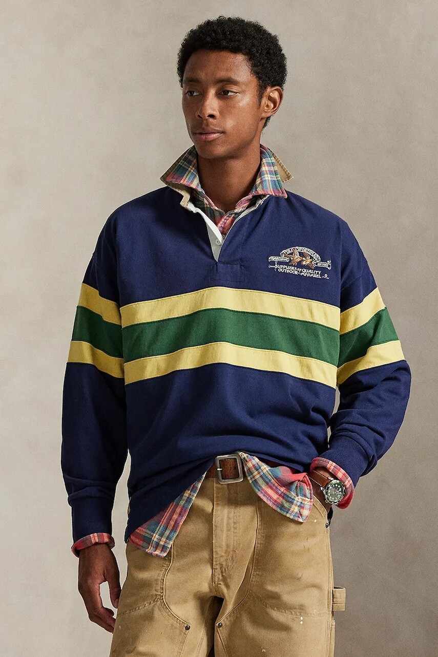 Bavlnená mikina Polo Ralph Lauren tmavomodrá farba, vzorovaná, 710P04969