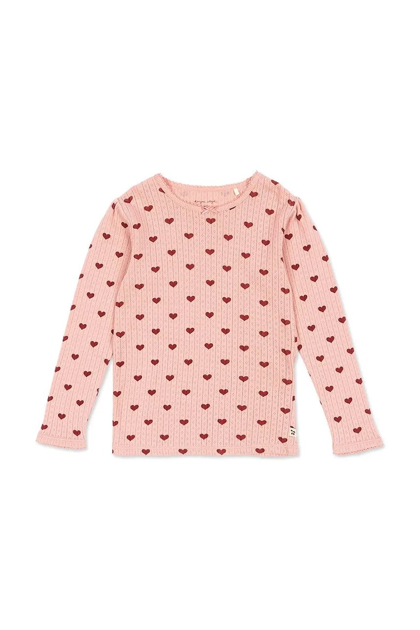 Detská bavlnená košeľa s dlhým rukávom Konges Sløjd MINNIE BLOUSE GOTS ružová farba, KS104514