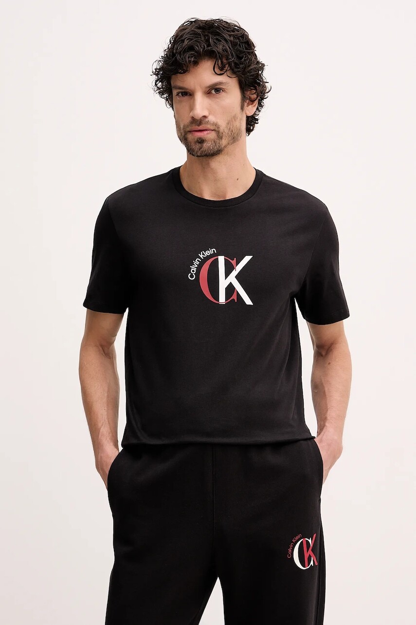 Bavlnené tričko Calvin Klein Jeans pánske, čierna farba, s potlačou, LV14RE829G