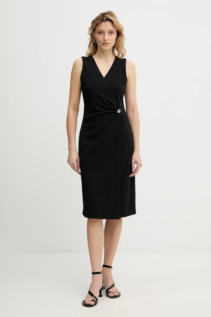 Šaty Calvin Klein čierna farba, mini, rovný strih, LV044E047G