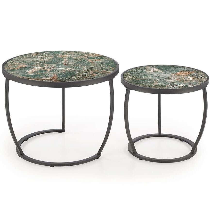 Konferenčný stolík Ines zielony mramor/biela