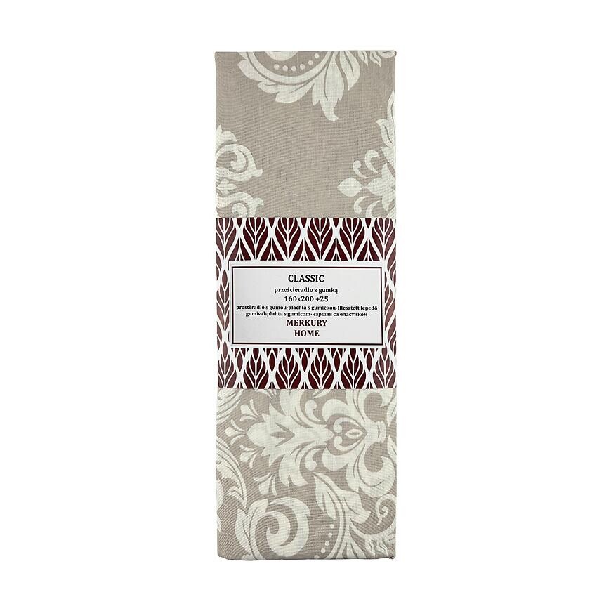 Napínacia plachta Classic bavlna ecru/svetlosivá 220x200 + 25 Merkury Home