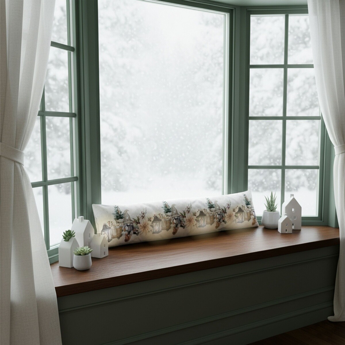 Vianočná svietiaca dekorácia na okno, Vianočná hviezda a škriatok