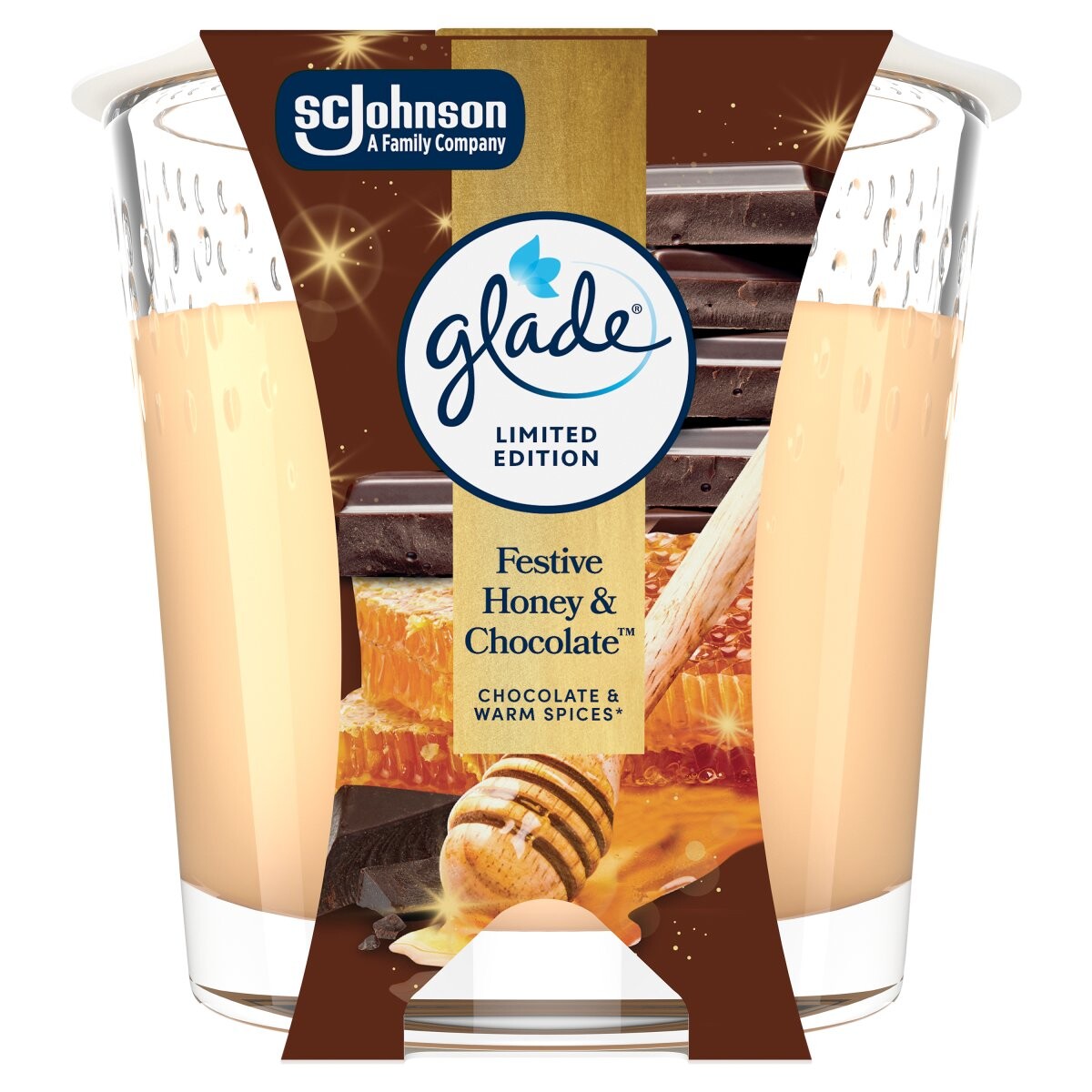 Glade Vonná sviečka  v skle Festive Honey & Chocolate 112 g