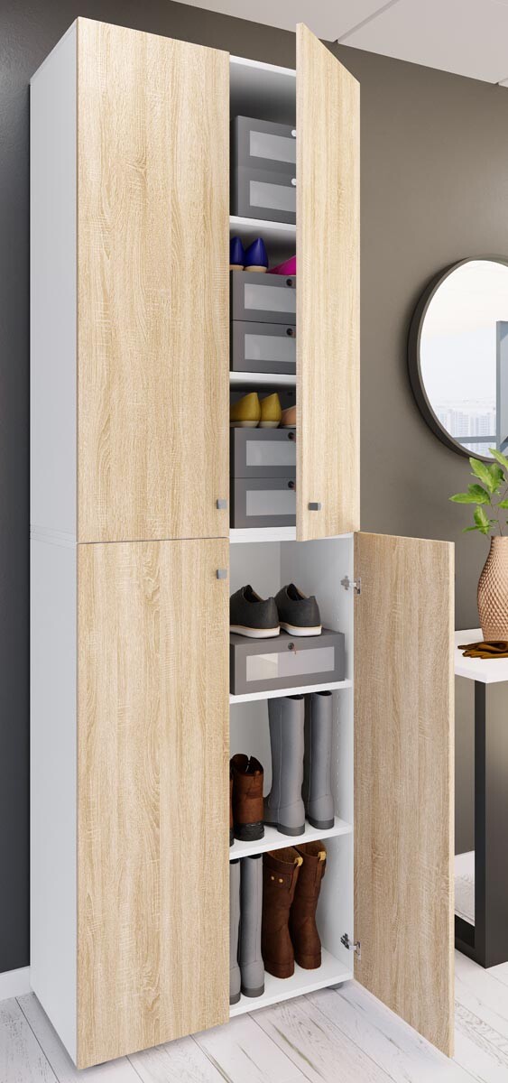 Skriňa na topánky Lona 2XL s otočnými dverami, biela