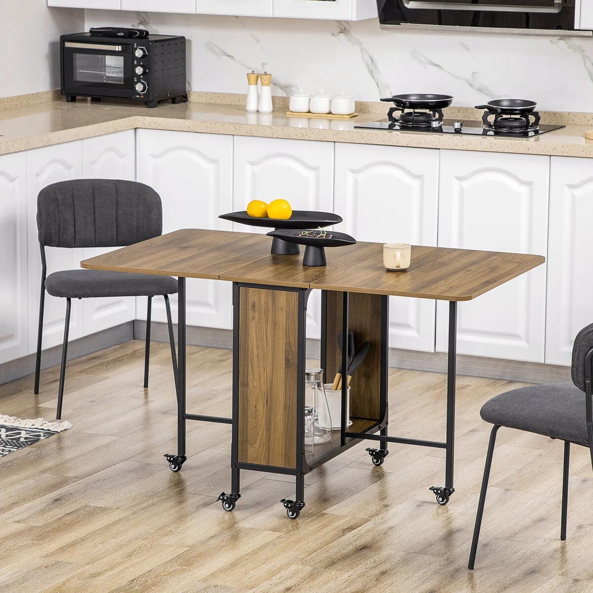 Mobilný skladací jedálenský stôl, hnedý