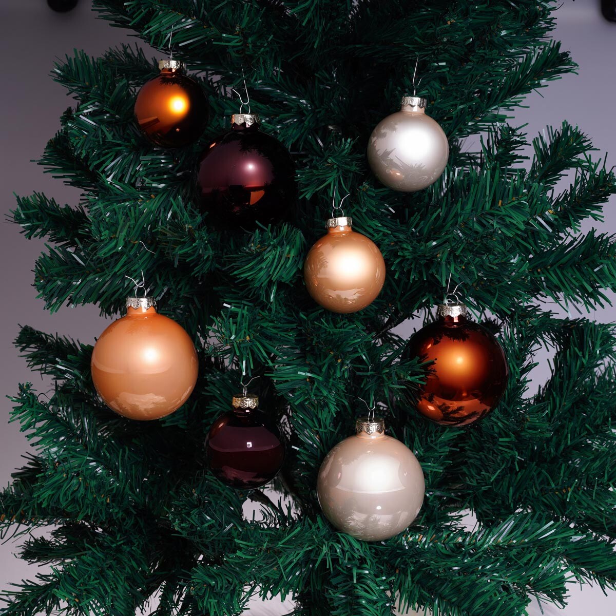 Sada vianočných ozdôb, bronzová a biela, 30 ks