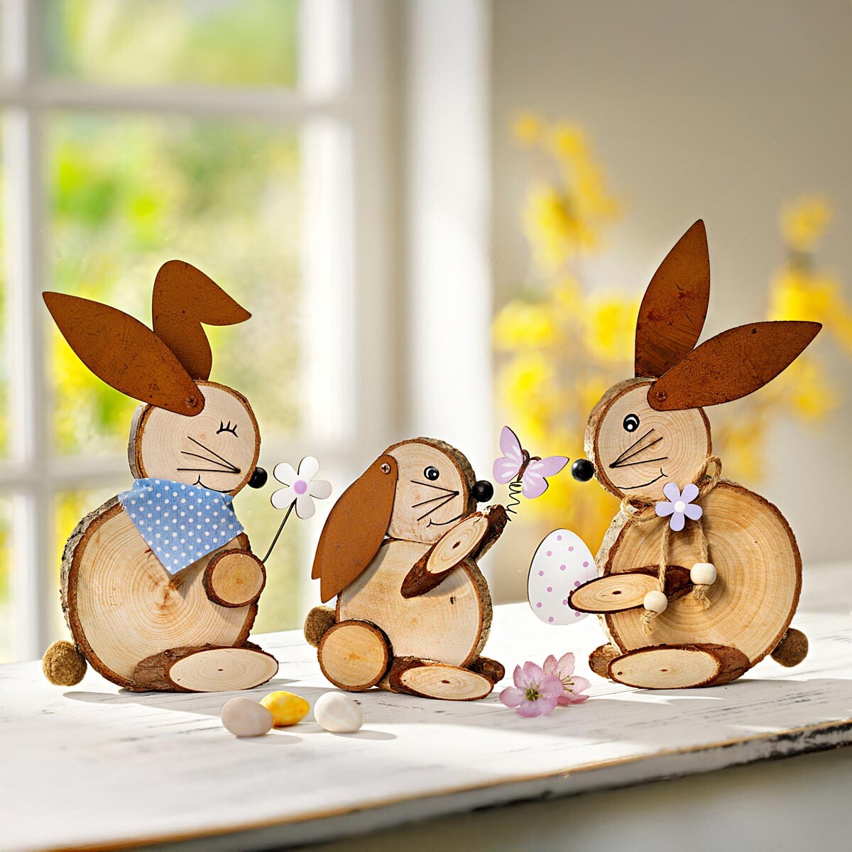 Dekoratívne figúrky zajačikovia, sada 3 ks