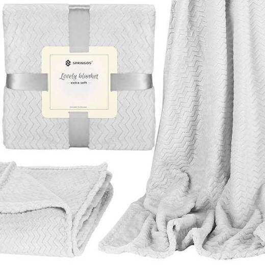 Obojstranná plyšová deka 130x180cm - cik cak - svetlosivá