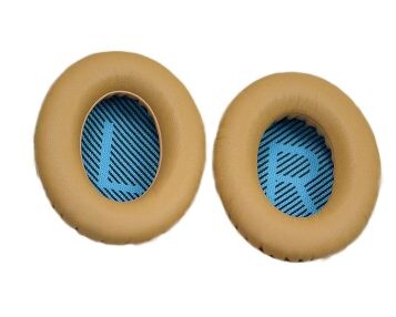 Náhradné kožené náušníky pre slúchadlá Bose QuietComfort 2, 15, 25 a 35 - Khaki s modrým vnútrom