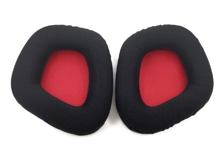 Náhradné náušníky pre slúchadlá Corsair Void RGB Elite - Čierne s červeným vnútrom, látkové