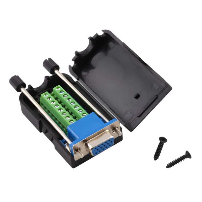 Konektor D-SUB DE15 (DB15) káblový, samica so skrutkami, skrutkovací