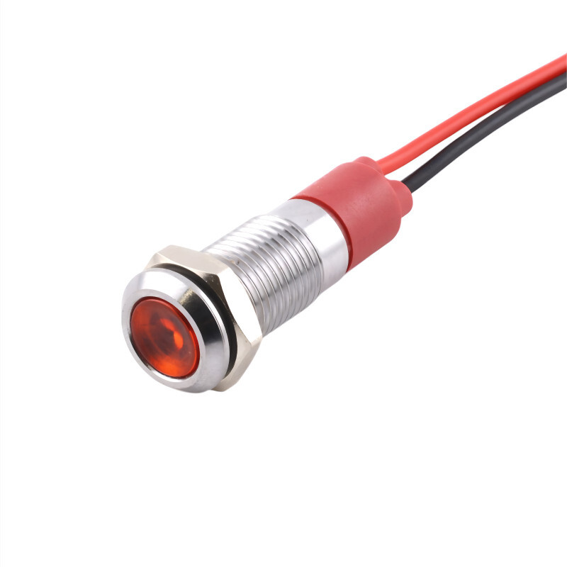 LED kontrolka kovová, pre priemer otvoru 8mm, strieborná, Červená 3-6 V DC