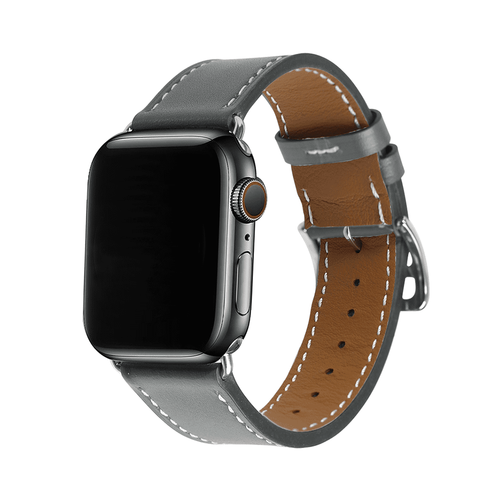 Kožený remienok s prackou na Apple Watch - Šedý Veľkosť: 42/44/45/46/49mm, Farba: Fog