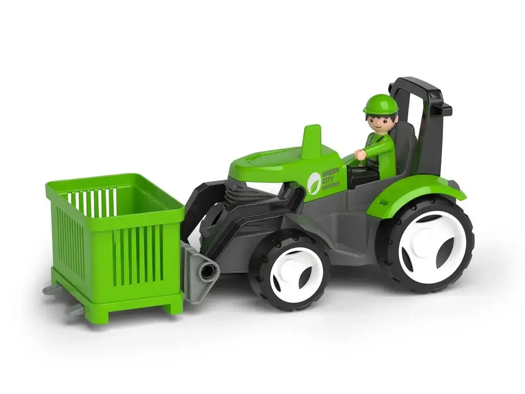 Efko Igráček ECO MultiGO Zelený traktor s vidlami, paleta, kôš, Igráček
