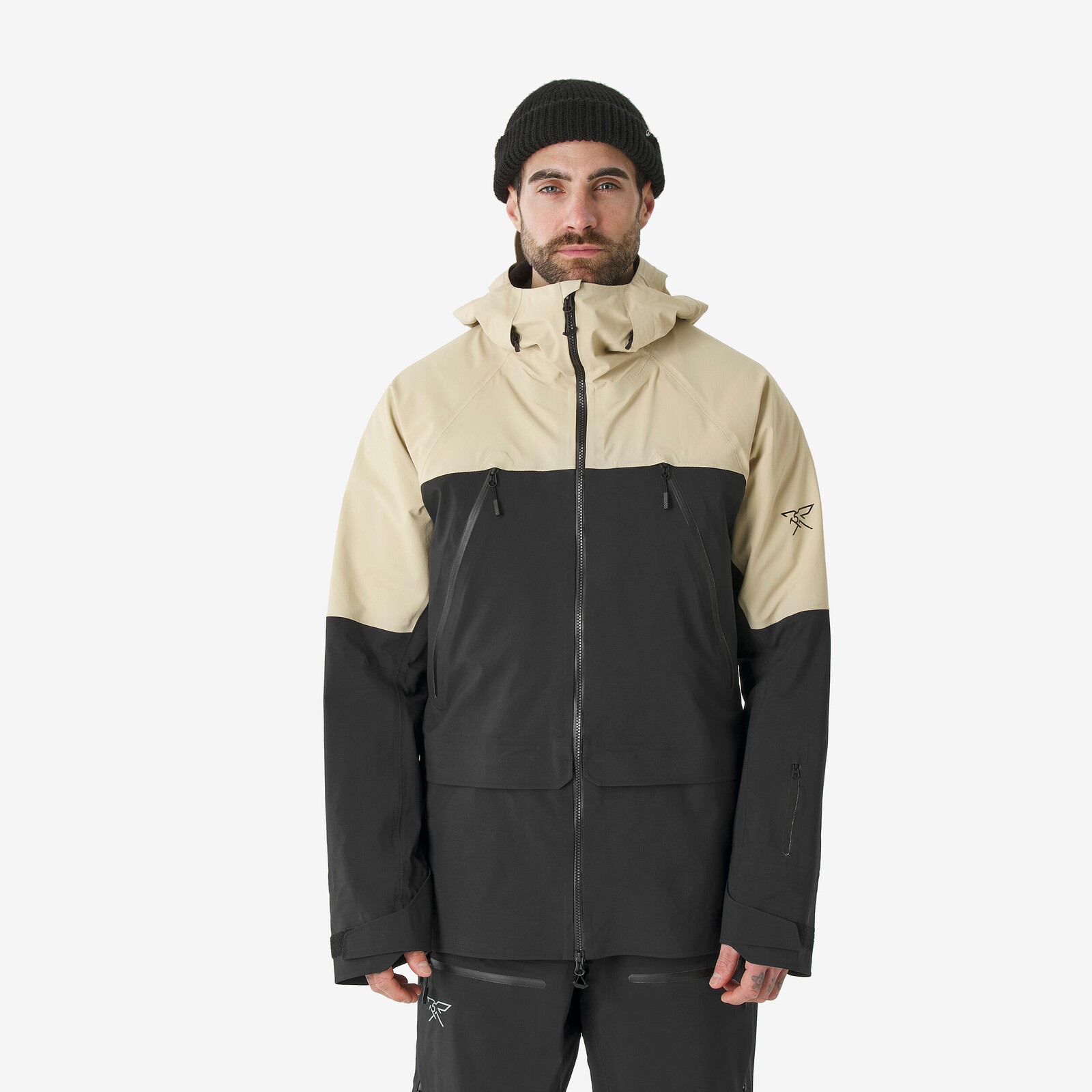 Pánska lyžiarska bunda na freeride FR900 béžová