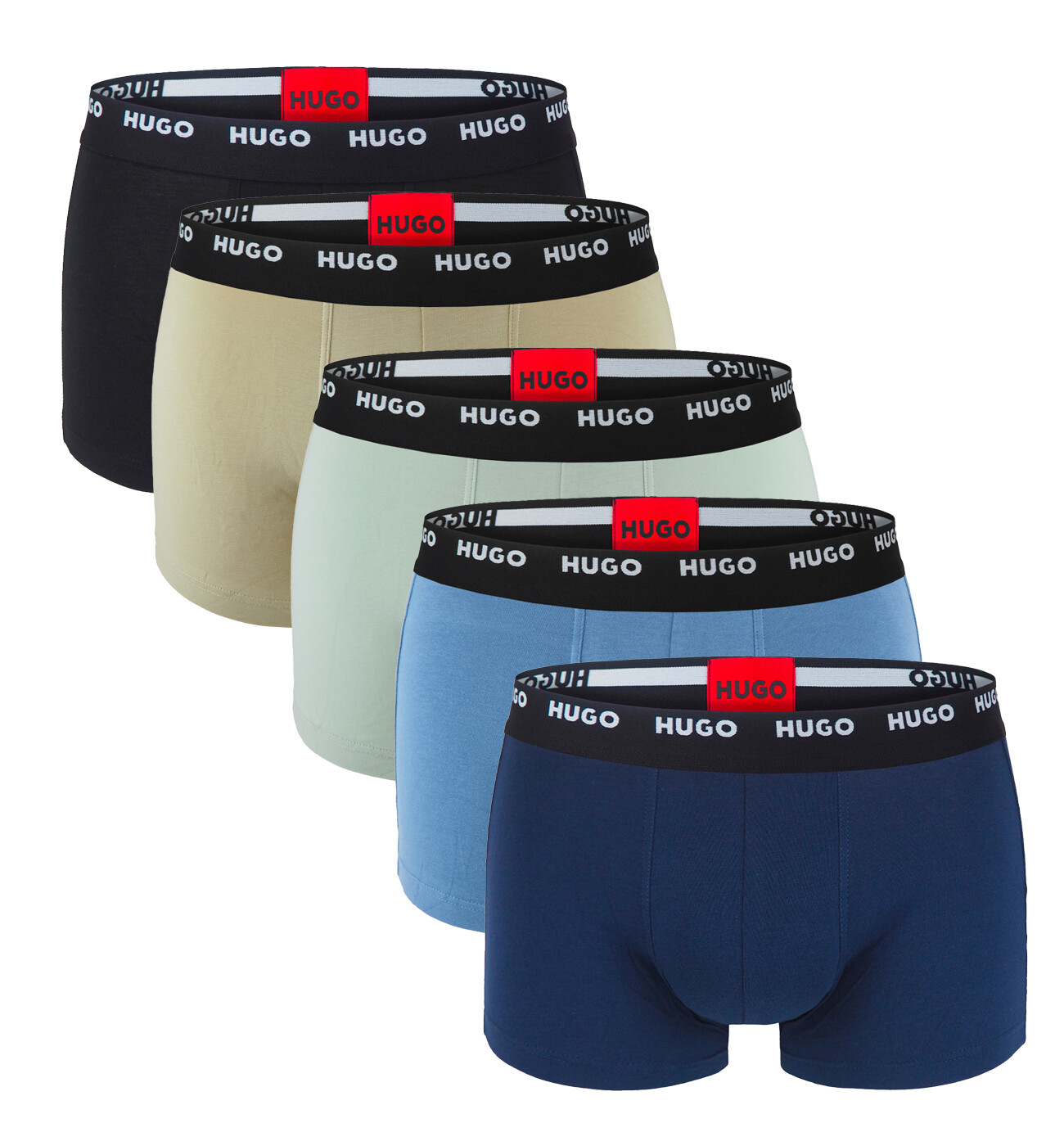 HUGO - boxerky 5PACK cotton stretch modern blue & dark color