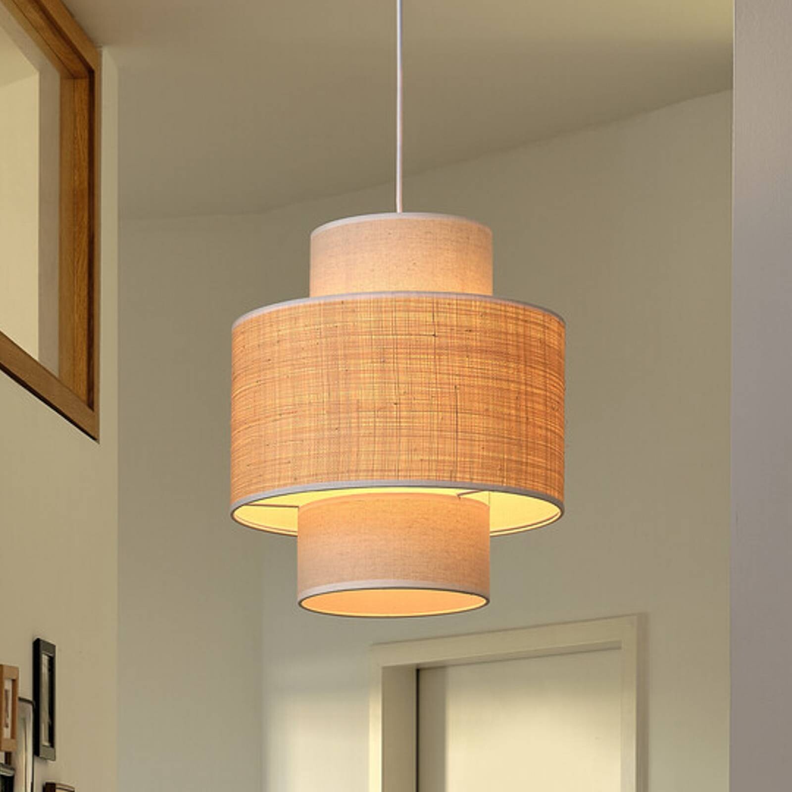 OSRAM závesné svietidlo Decor Wrap Cylinder, béžové, rafia, ľan