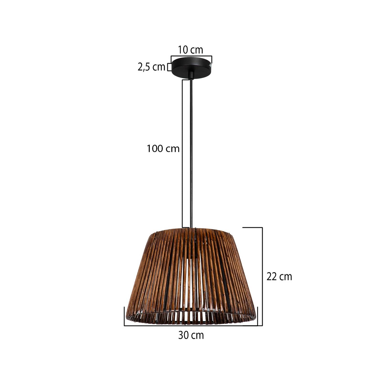 Závesné svietidlo Roya Conic, Ø 30 cm, tmavohnedé, papier