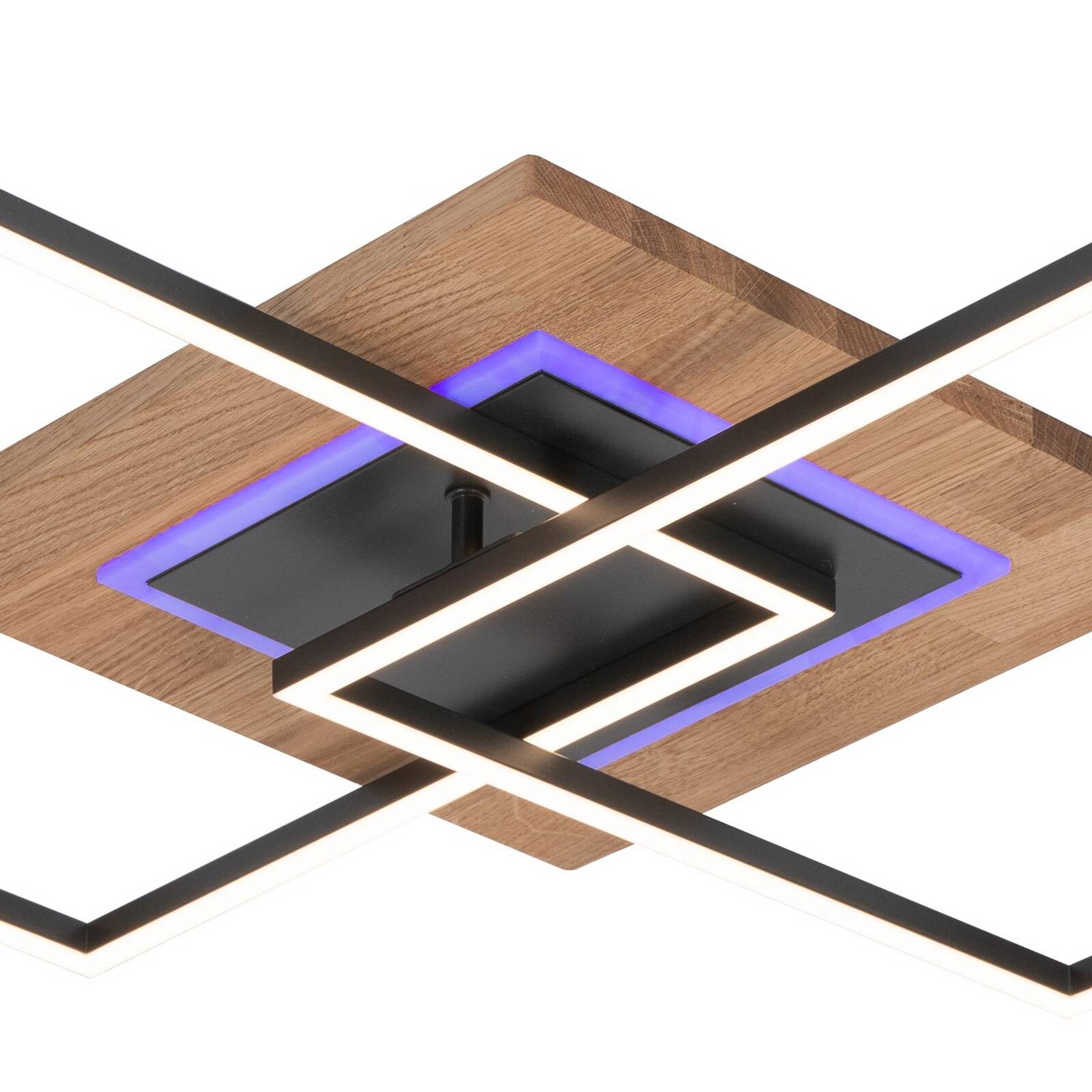 Stropné LED svetlo Panama M Plus, dub/čierna, dĺžka 61 cm