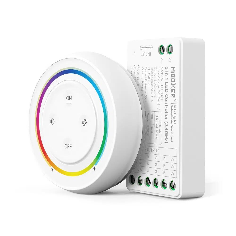 LED Solution Mi-Light RF Sada ovládača a prijímača 3v1 pre RGB, RGBW, RGB+CCT LED pásiky FUT037SAPLUS