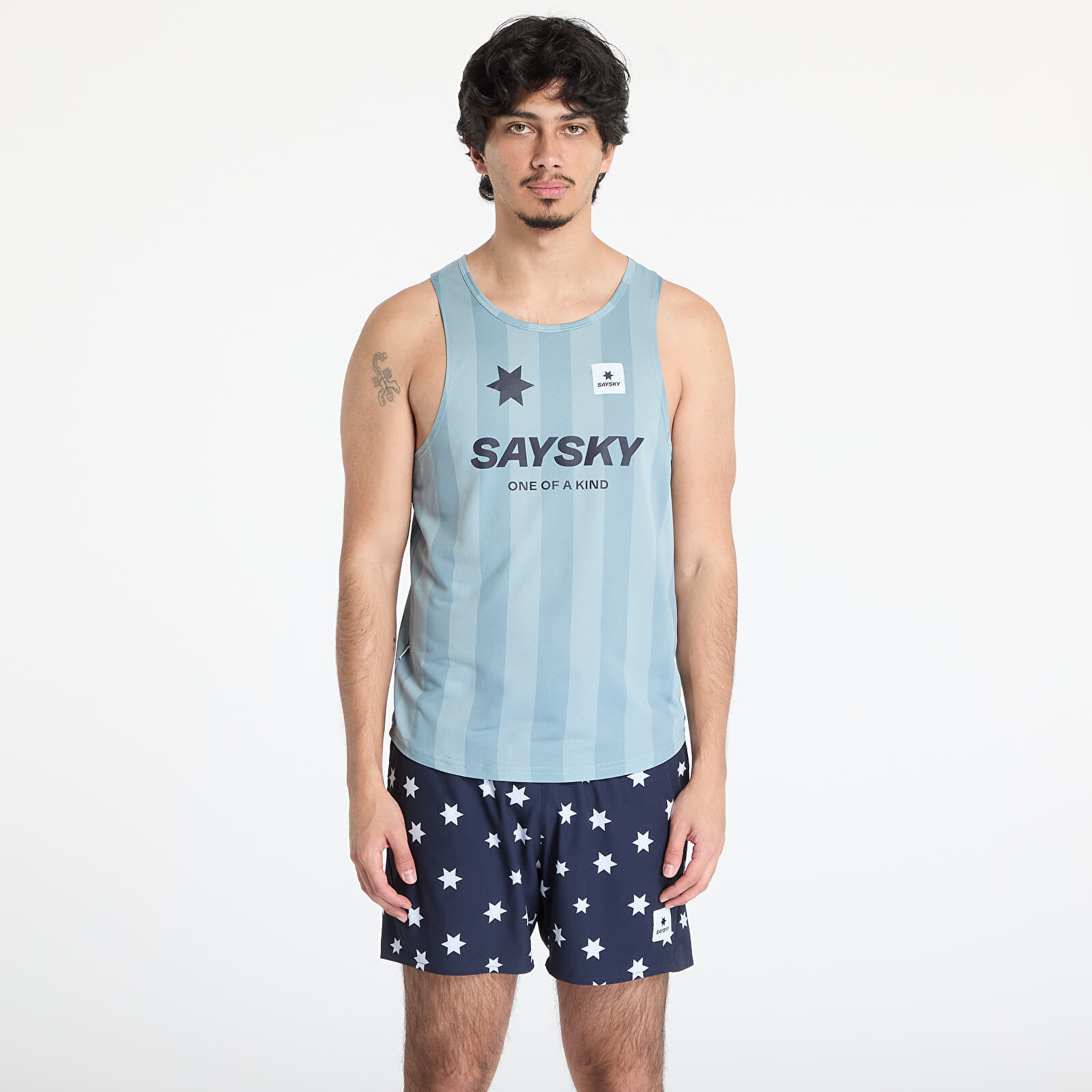 SAYSKY Stripe Combat Singlet Top Blue Aop L