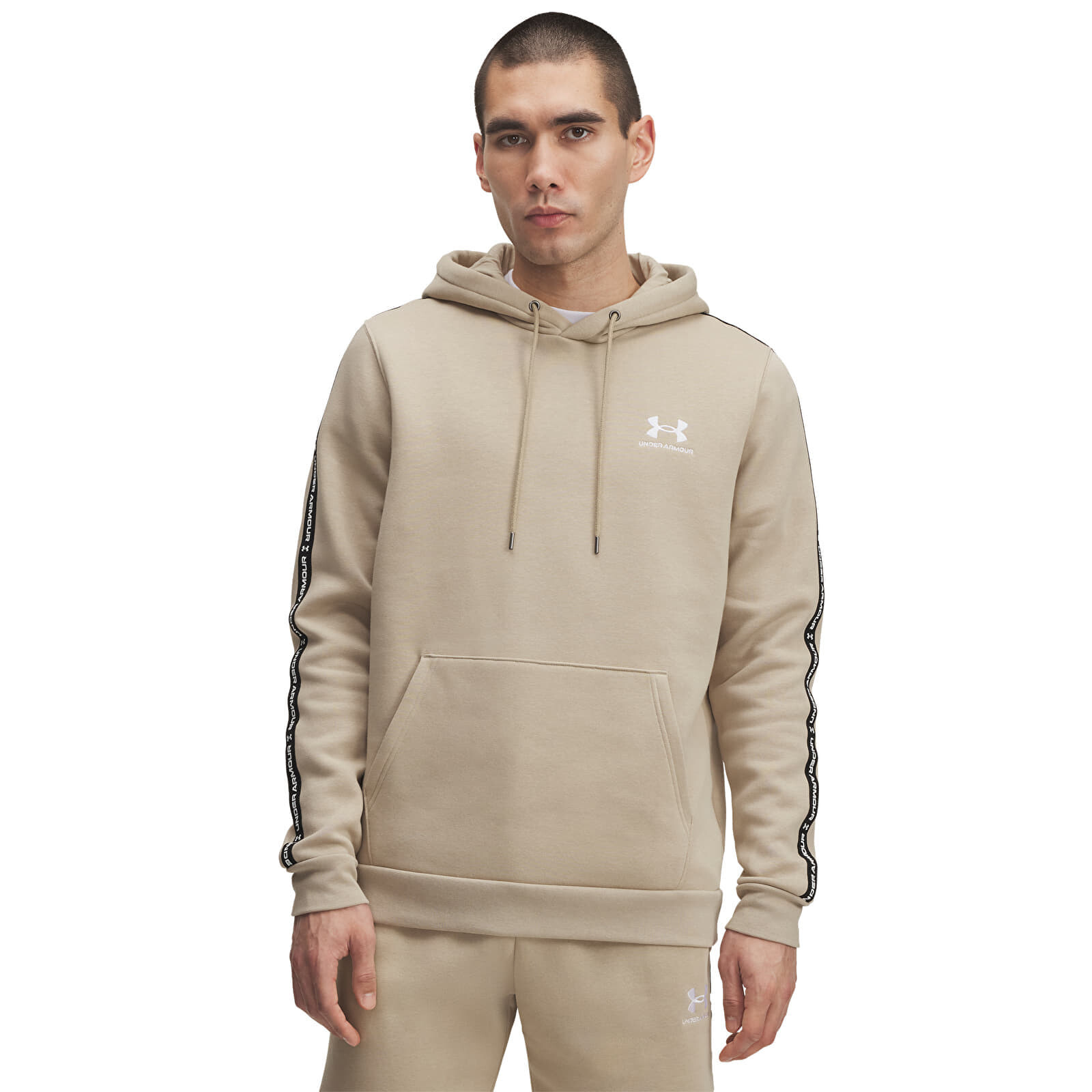 Mikina Under Armour Icon Fleece Hoodie Taping Brown L