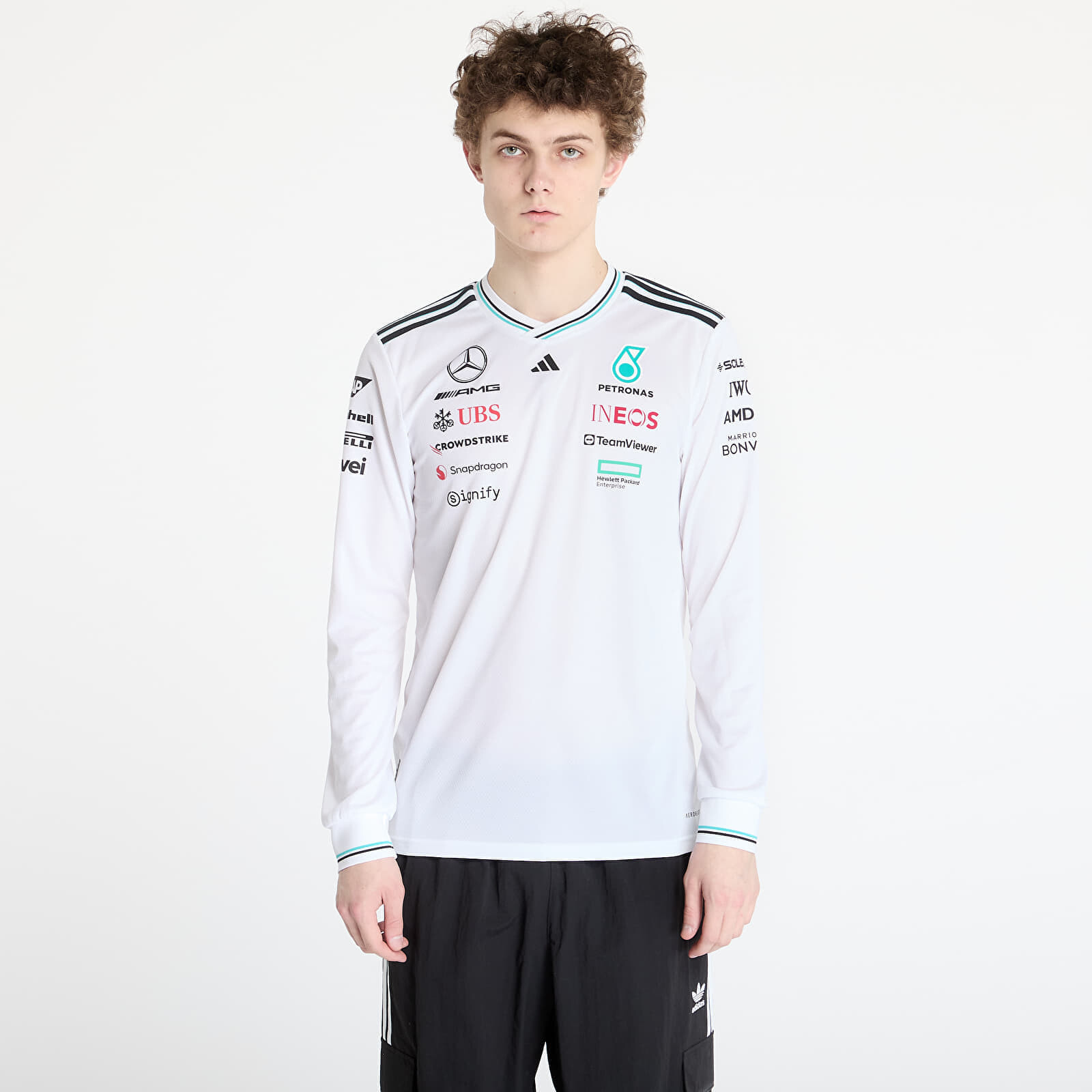 Dres adidas x Mercedes Amg Petronas Formula One Team Driver Authentic Long Sleeve Jersey White/ White/ Black S